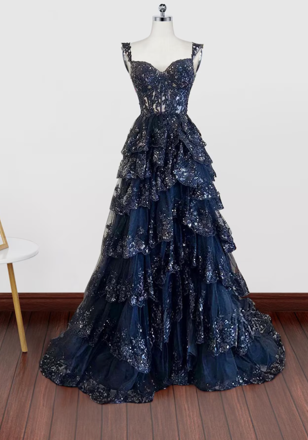 Navy Blue Prom Dress Lace 2025 Girls Graduation Long Vestido PL53189   Siaoryne