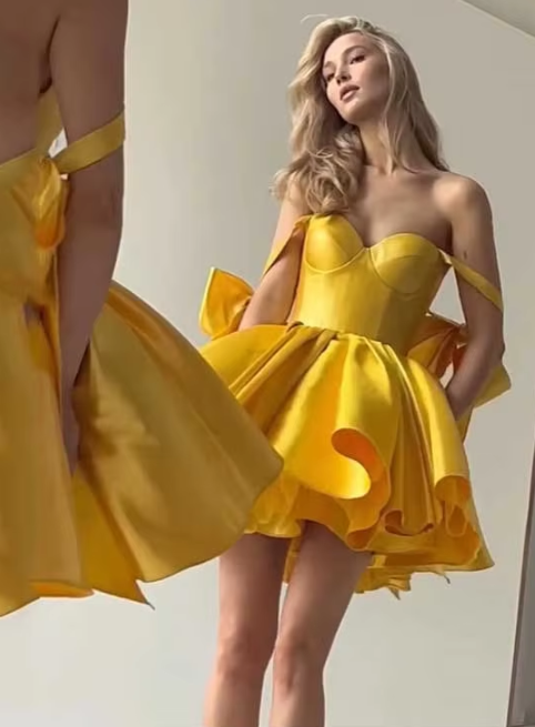 Mini Prom Dress Elegant Sweetheart Bow Straps Homecoming Dresses Speci   Siaoryne