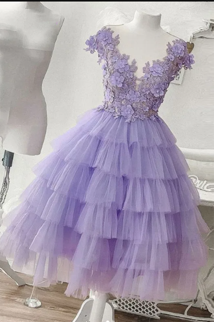 Custom Made Lavender Short Prom Dress SP829