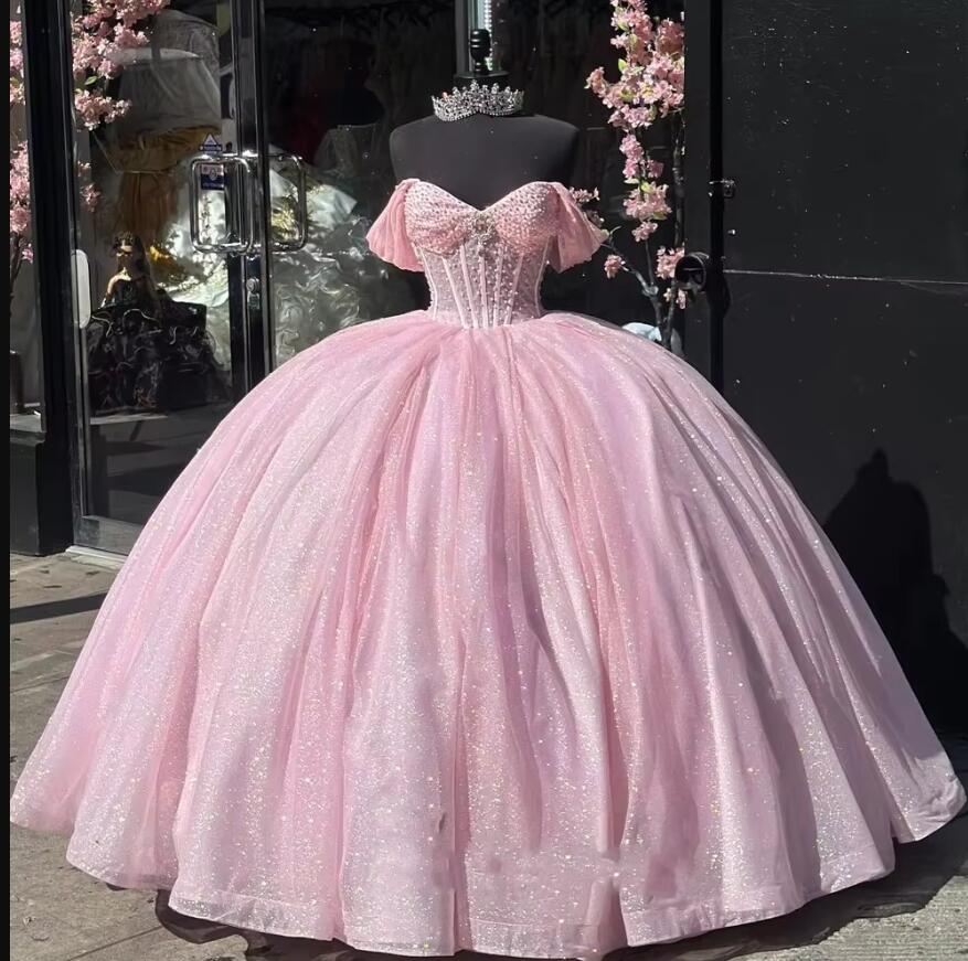 Vestidos De quinceañera De color rosa brillante, vestido De baile dulce 16, Vestidos De 15 años PL25171