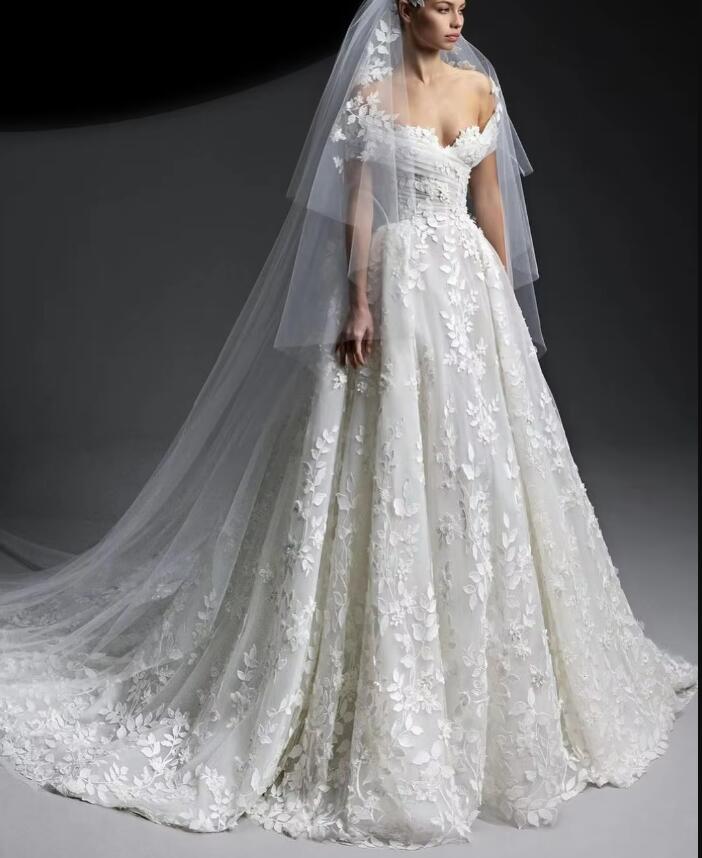 Gorgeous Lace Wedding Dresses Off Shoulder Ball Gown WD2517