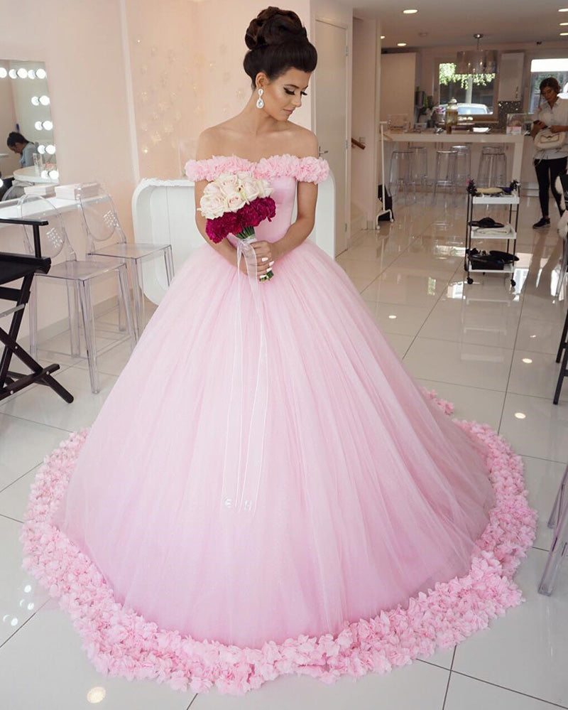 WD2547 Flowers Pink Wedding Dresses Cinderella Bridal Gowns,Beautiful Siaoryne WD2547 Flowers Pink Wedding Dresses Cinderella Bridal Gowns,Beautiful Siaoryne