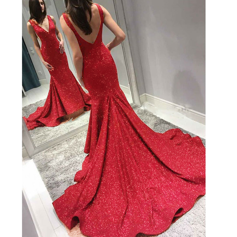 Elegant Glitter Fitted Prom Dresses Mermaid Deep V Neck Women Formal E Siaoryne Elegant Glitter Fitted Prom Dresses Mermaid Deep V Neck Women Formal E Siaoryne