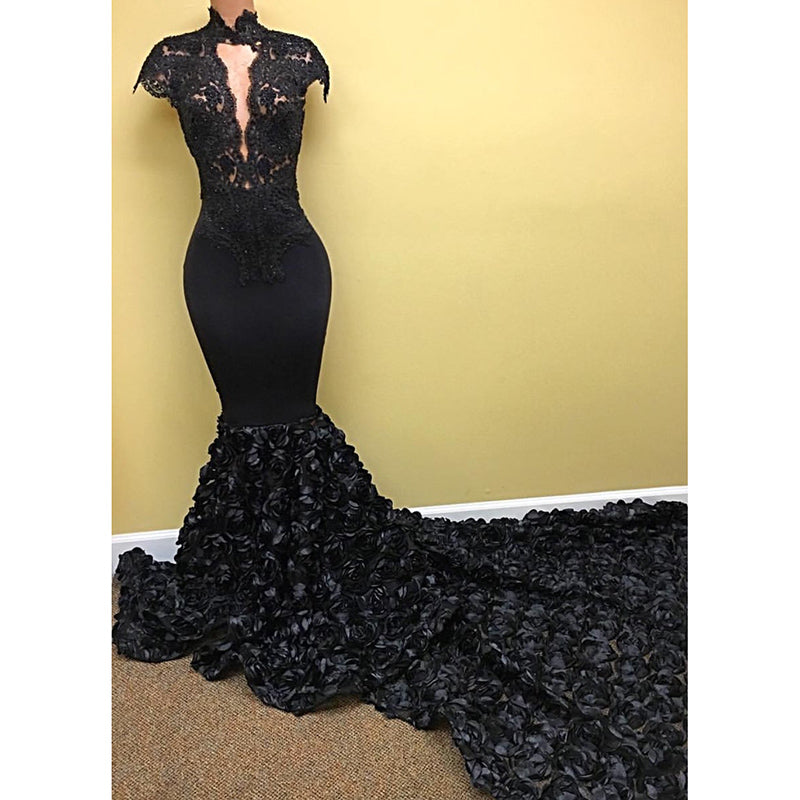 Luxury Black Flowers Rose Mermaid African Women Evening Dresses Prom G Siaoryne Luxury Black Flowers Rose Mermaid African Women Evening Dresses Prom G Siaoryne