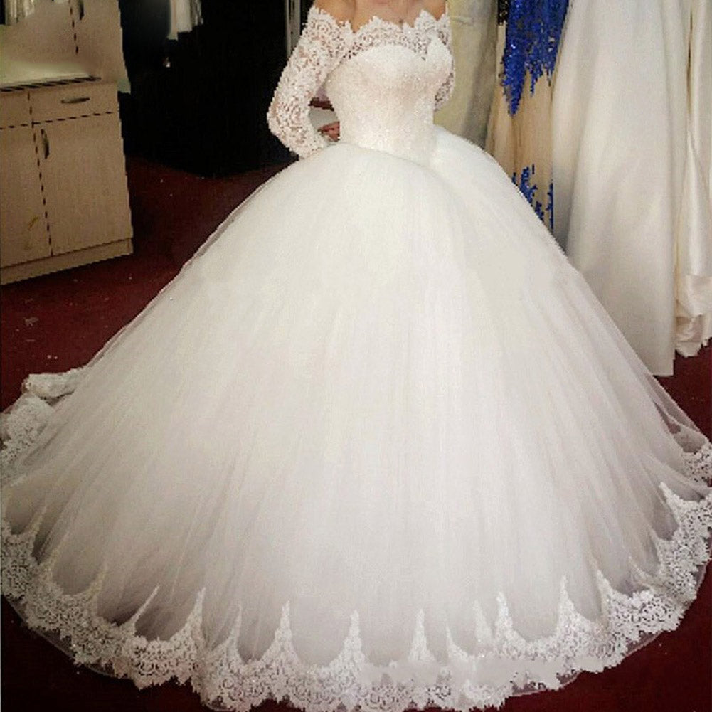 Romantic WD0826 off the shoulder long sleeves Princess Bridal Gown 202 Siaoryne Romantic WD0826 off the shoulder long sleeves Princess Bridal Gown 202 Siaoryne