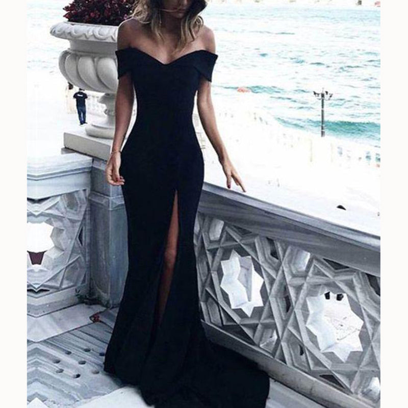 plus size black formal dresses with sleeves Black Sequin Mermaid Prom Dress main image 1
