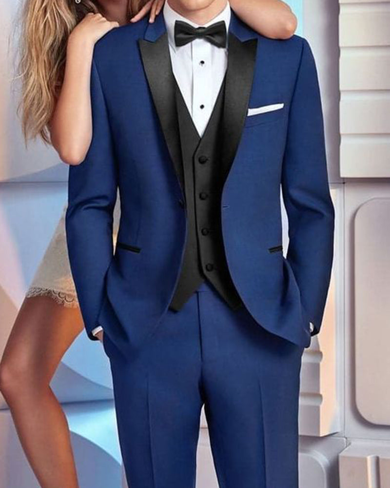 Black and Blue Wedding Tuxedos Peak Lapel (jacket+pants+bow tie)  Siaoryne