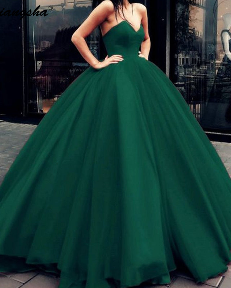 Robe de bal tendance avec corset en cœur vert/rouge PL6211