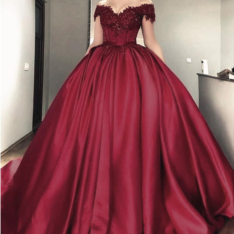 Luxury Ball Gown Wedding dress Burgundy Bridal Reception Dress Formal Siaoryne Luxury Ball Gown Wedding dress Burgundy Bridal Reception Dress Formal Siaoryne