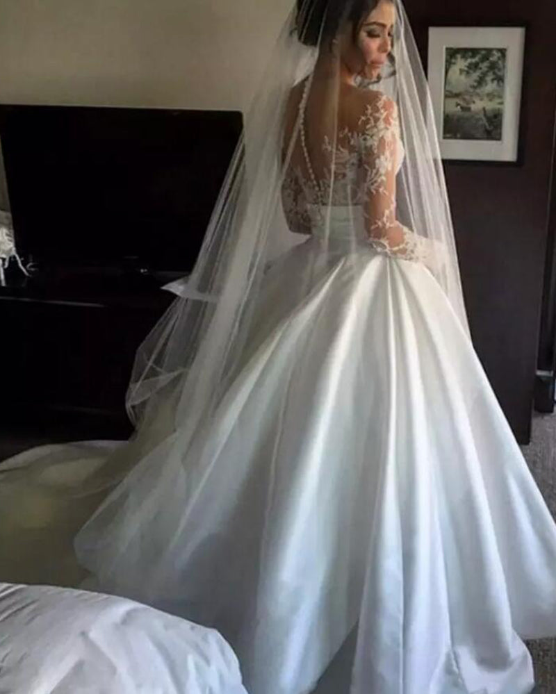 Princess Romantic Wedding Dress Ball Gown with Long Sleeves  Vestido De Novias WD621