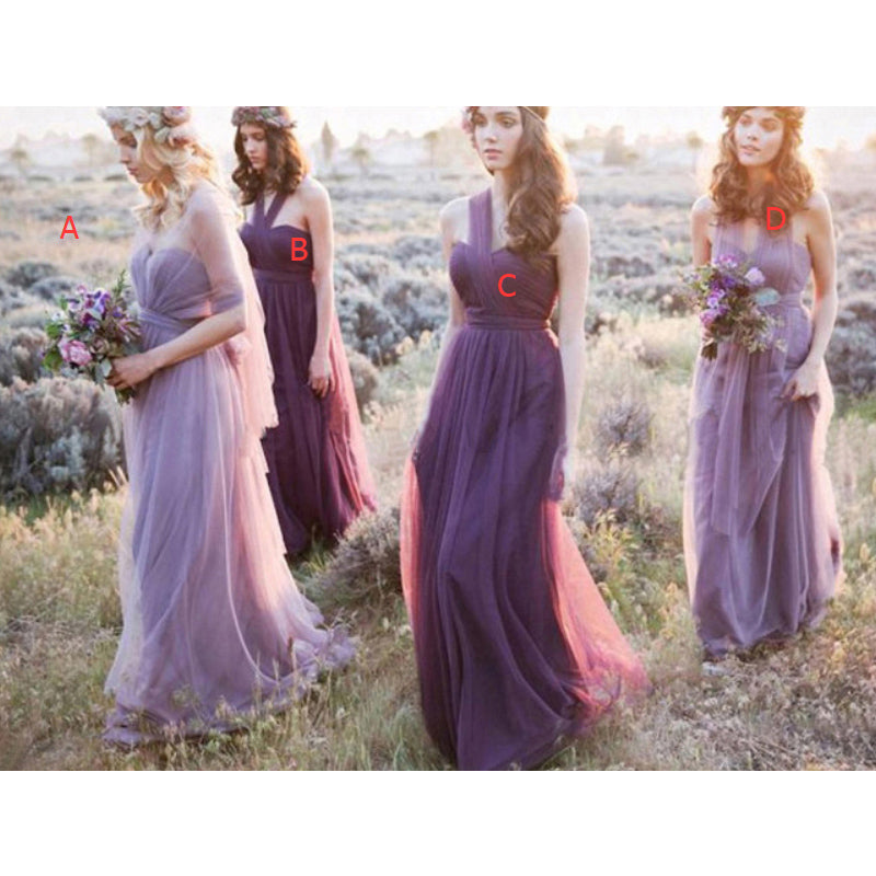 long tulle purple bridesmaid dresses country style maid of honor weddi Siaoryne long tulle purple bridesmaid dresses country style maid of honor weddi Siaoryne