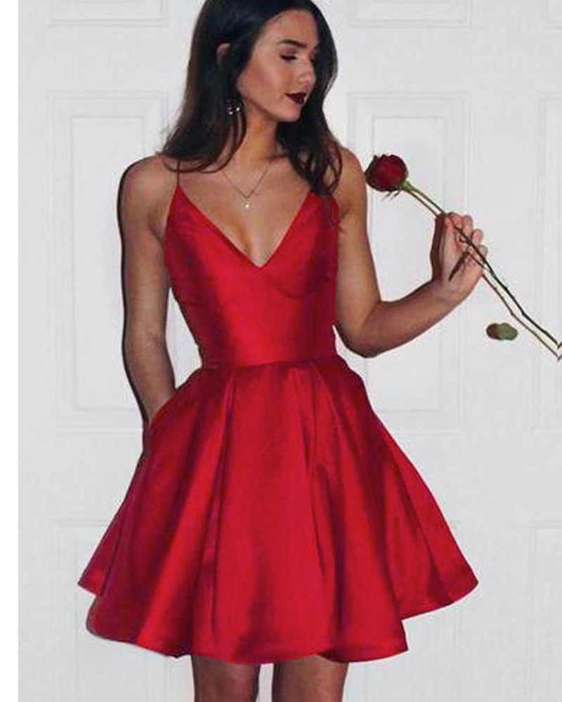 Robe de remise de diplôme courte rouge 2025 pour jeunes filles SP665