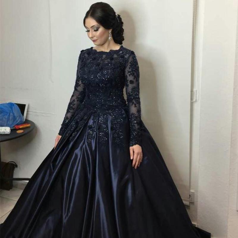 Navy Ball Gown Wedding Dresses Lace Women Prom Gown Vestido De Festa 2 –  Siaoryne