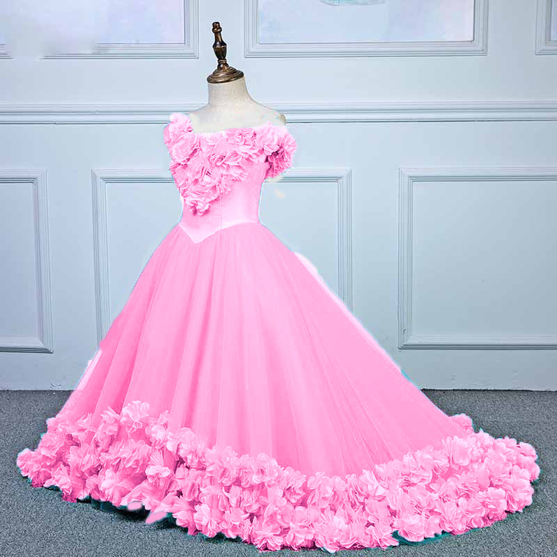 Sweet Pink Rose flower girl dress Ball Gown girls formal dress Pageant Siaoryne Sweet Pink Rose flower girl dress Ball Gown girls formal dress Pageant Siaoryne
