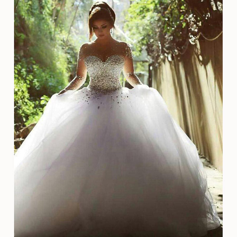 strapless open back dress Lace Off the Shoulder Princess Long Sleeves Court Train Wedding Dresse