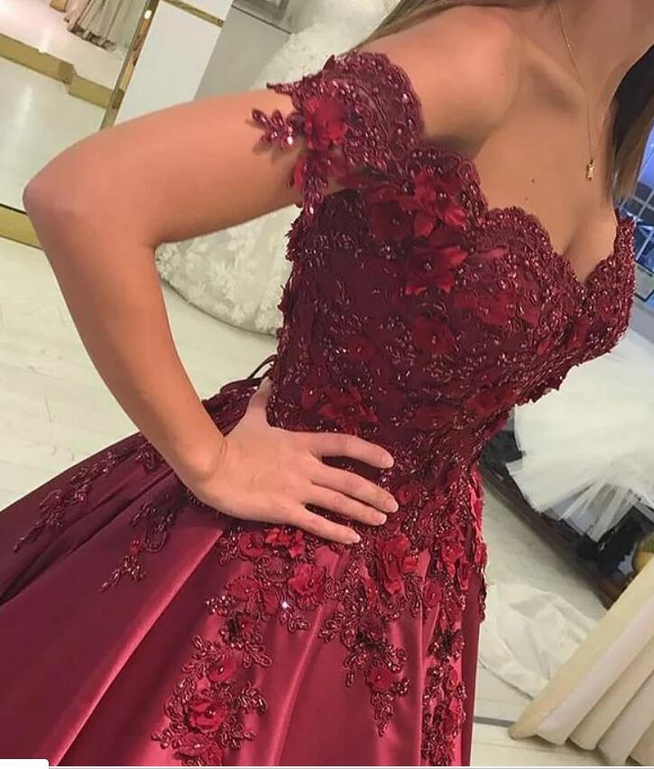 Wine Red /Navy Ball Gown Wedding Dress Prom Dresses with Lace Applique Siaoryne Wine Red /Navy Ball Gown Wedding Dress Prom Dresses with Lace Applique Siaoryne