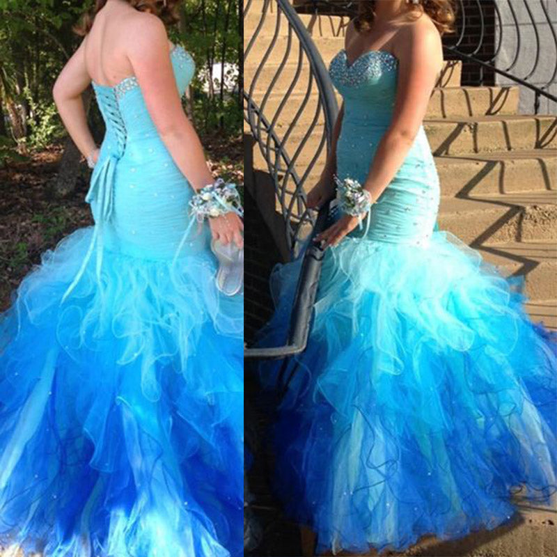 LP7369 Sexy Sweetheart Mermaid Prom Dress organza Ombre formal evening –  Siaoryne