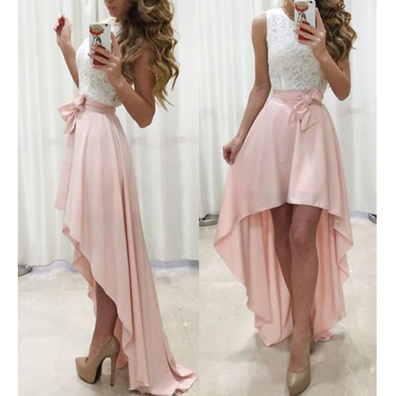 LP3655 White and Pink High Low Prom Dress Girls Semi Formal Gown Party Siaoryne LP3655 White and Pink High Low Prom Dress Girls Semi Formal Gown Party Siaoryne