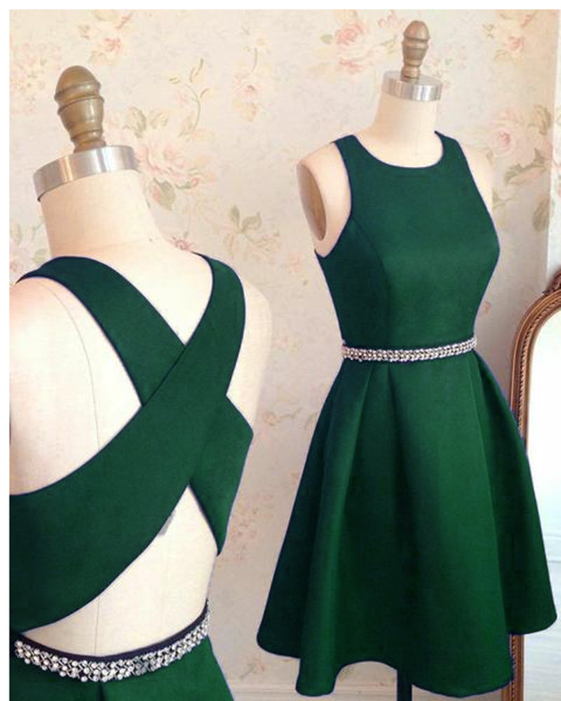 Vestidos de niña de octavo grado, vestido corto de fiesta con cinturón de cuentas SP6214