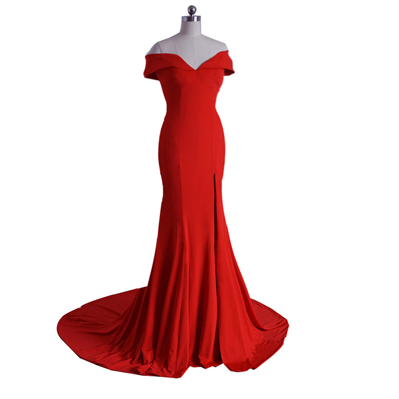 Robe de soirée longue sirène sexy ajustée en jersey