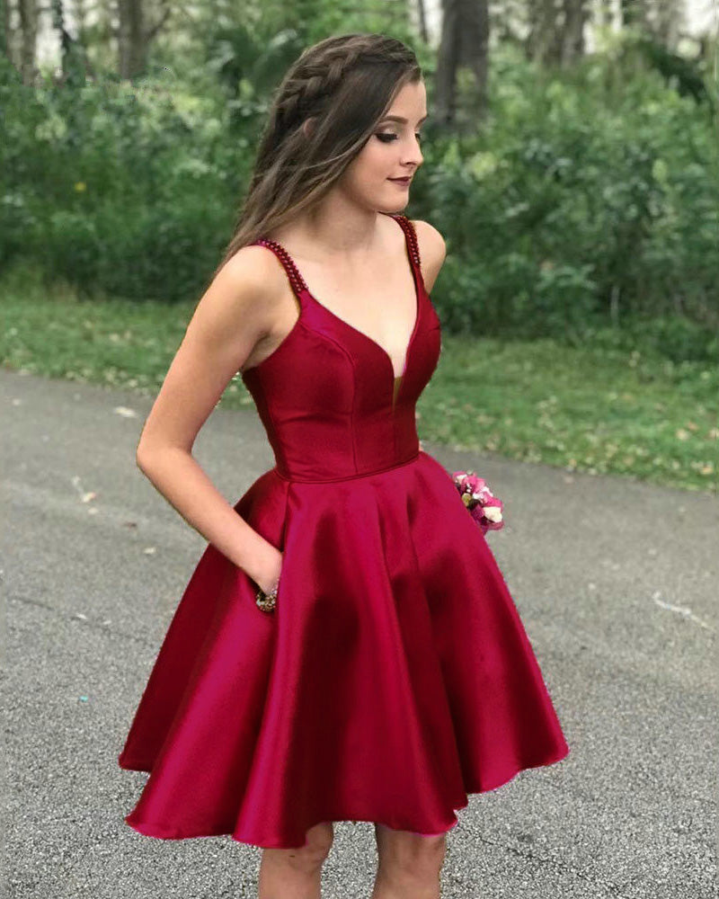 Siaoryne Junior Girls Red Short Homecoming Dress Satin Spaghetti Backl Siaoryne Junior Girls Red Short Homecoming Dress Satin Spaghetti Backl