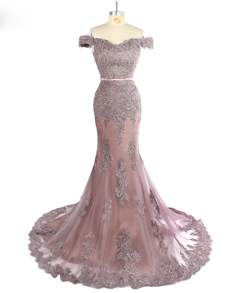 Vestido de noche largo de sirena con encaje, vestidos formales para mujer