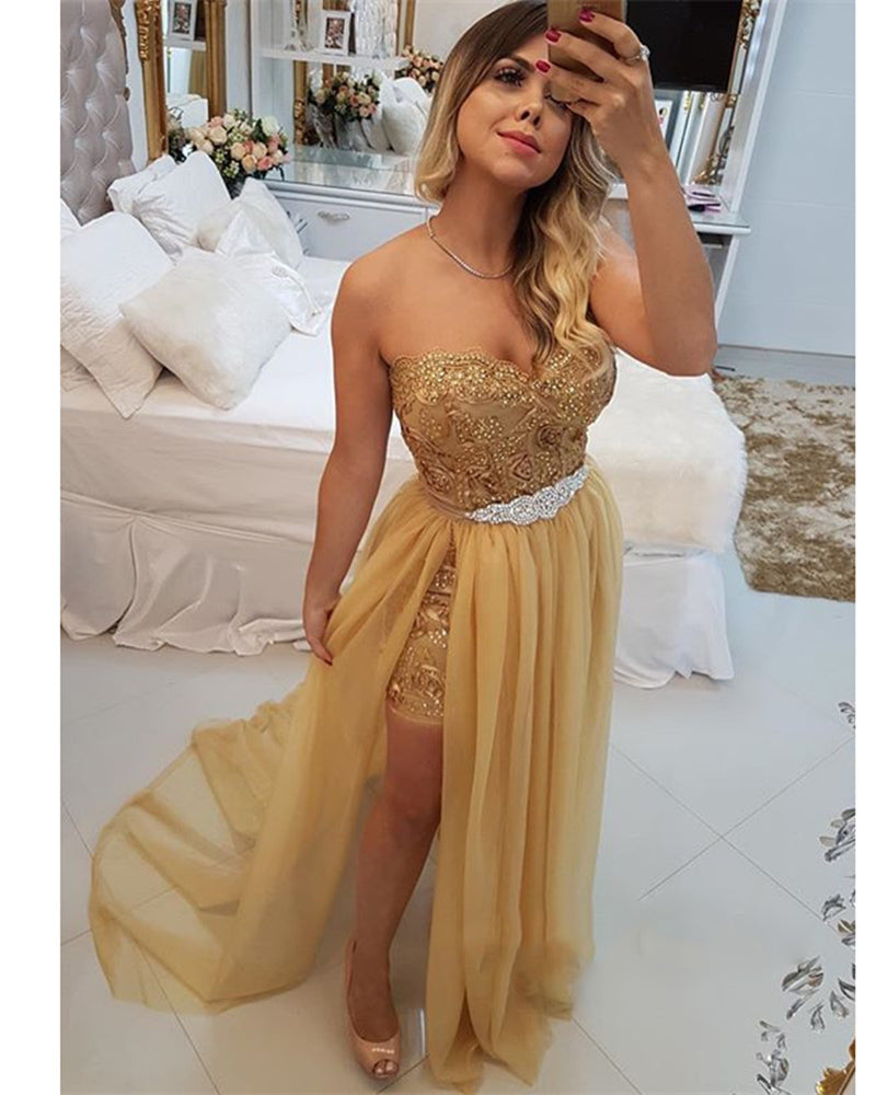 sachin and babi light blue dress Zapakasa Women Sparkly Champagne Mermaid Long Prom Dress with Beading Neck  Scarf Strapless Lace Up Back Satin Formal Dress
