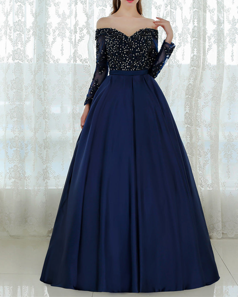 strapless open back dress Ellie Wilde EW36083 A Line Lace Long Formal Prom Dark Purple Dress – The  Dress Outlet