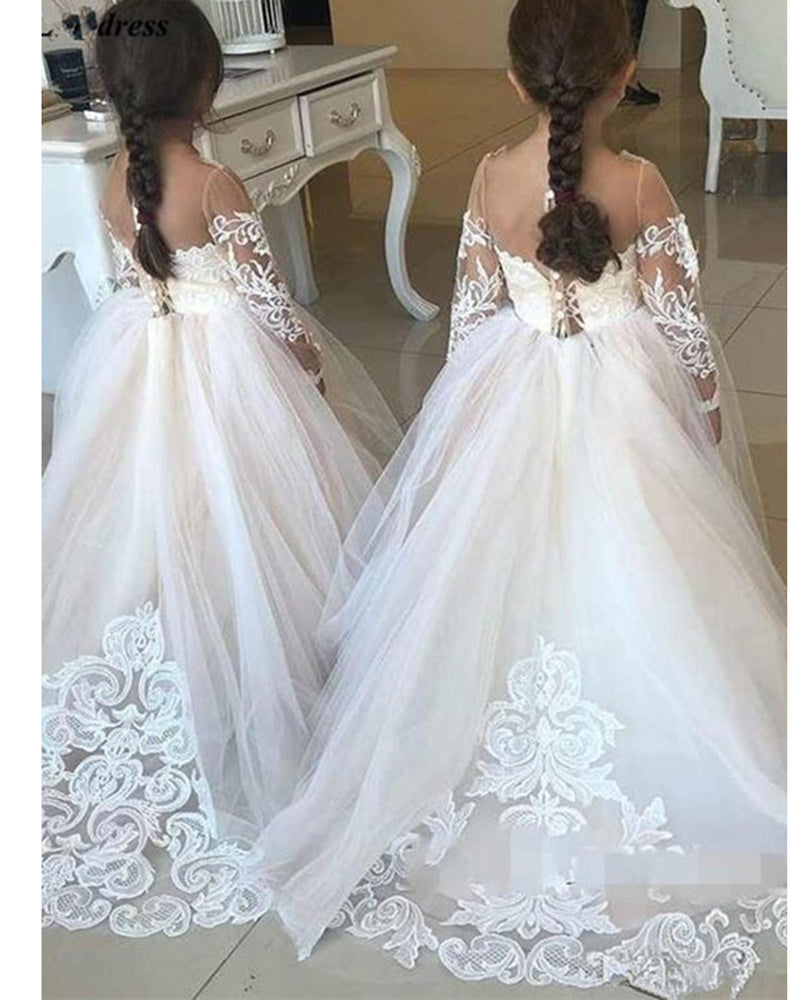 knee length dresses for ladies Kids Girls Fluffy Princess Ball Gown/Sleeveless Tulle Wedding Dresses –  Children's Territory a Unit of VIC&SI LLC main image 1