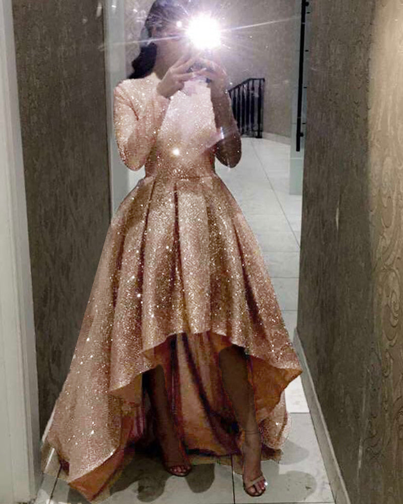 Rose Gold /Champagne Sequins Bling Bling Sparkly Vintage Long Sleeves Siaoryne Rose Gold /Champagne Sequins Bling Bling Sparkly Vintage Long Sleeves Siaoryne