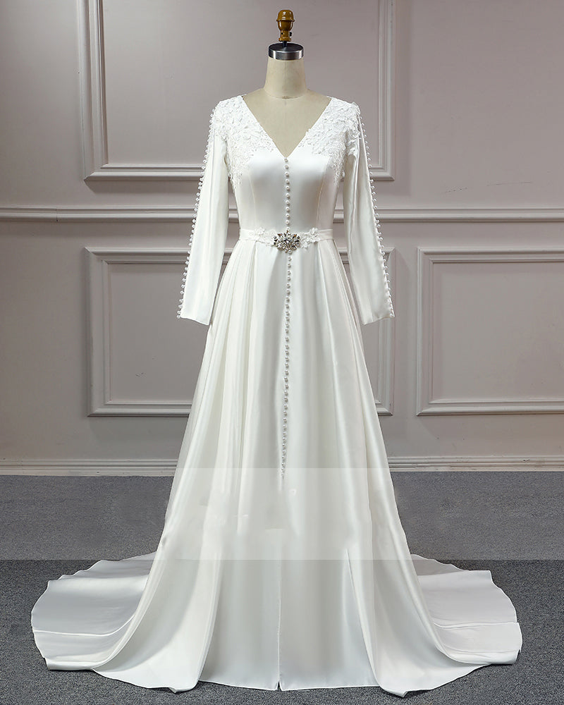 Vestido de noche caftán marroquí de satén con mangas en forma de A, elegante vestido de noche largo para boda, caftán marroquí MF001