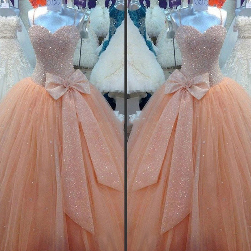 Glamorous Ball Gown Prom Gown Spaghetti Straps Sweet 16 Quinceanera Dresses with Beading