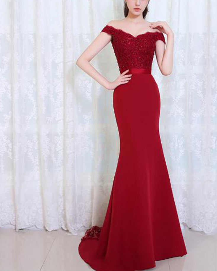 fitted lace wedding dress Zapaka Women Black Sweetheart Ruffled Formal Dress Ruched Strapless Mermaid Evening Dress, Red / AU12