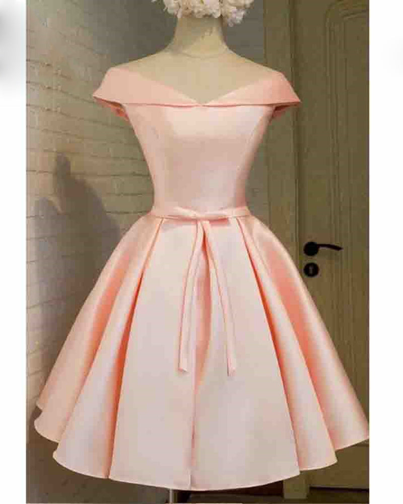 pink graduation dress short A-line Tea-length Pink Lace Homecoming Dress,Cute Graduation Dresses,S –  kateprom