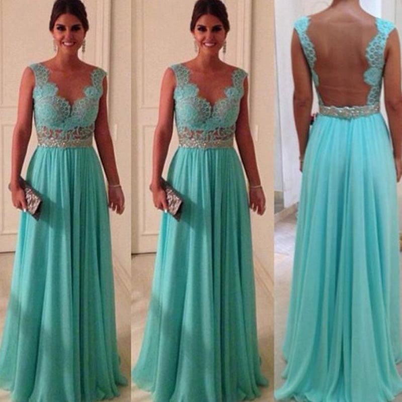 Buy Sexy See Through Back Aqua Formal Dresses Long evening Gown Siaoryne