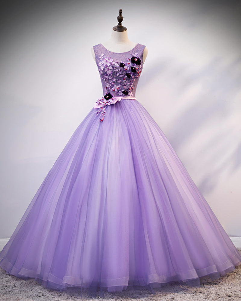fitted lace wedding dress Lilac Purple Scoop Neck Ball Gown Sweet 16 Birthday Party Dress Quince –  Siaoryne