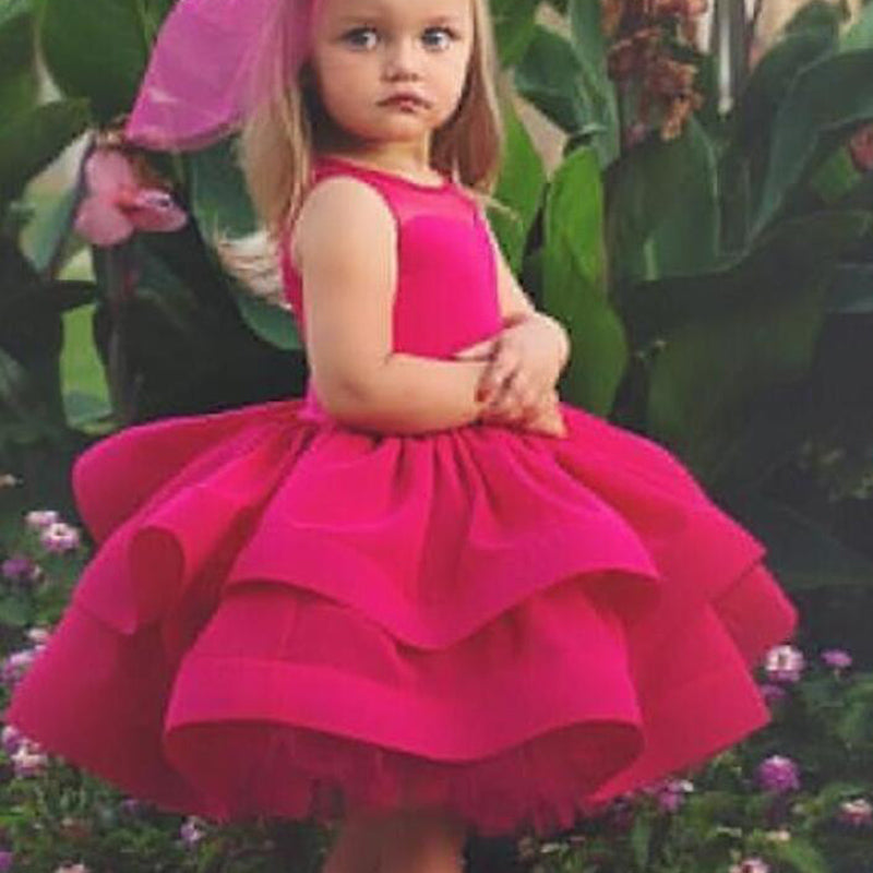 FG154 Vestido de fiesta para niña de las flores, vestidos de desfile para niña, vestido de fiesta de cumpleaños para niña