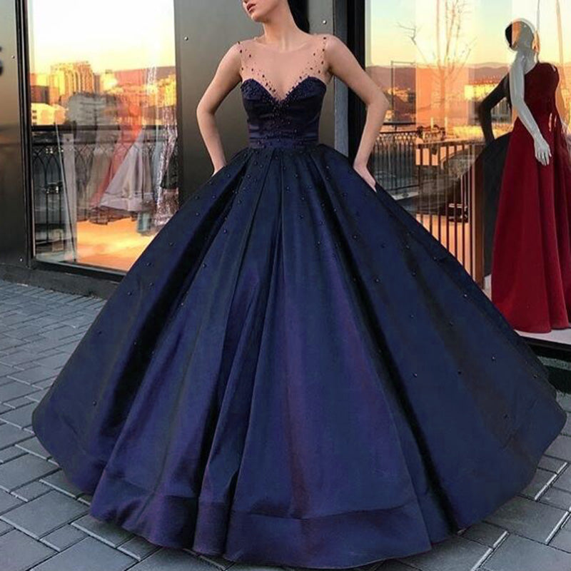 WD6874 Scoop Neck Ball Gown Wedding Dress Satin bridal Engagement Dres –  Siaoryne