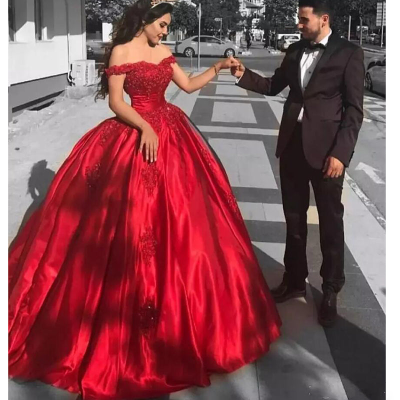 wine red wedding dress Off Shoulder Burgundy Wine Ball Gown Wedding Dress Lace Appliqued Off – Siaoryne
