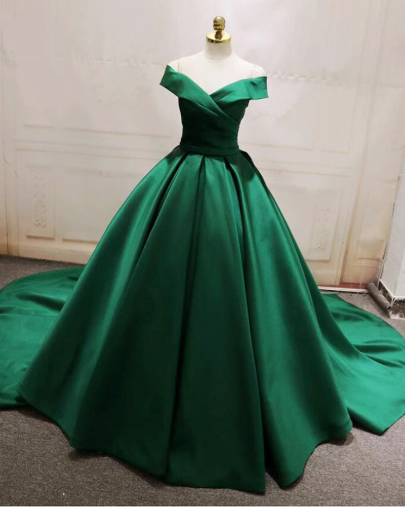 Gorgeous Emerald Green /Wine red Ball Gown Women Formal Wedding Party Dresses PL7854