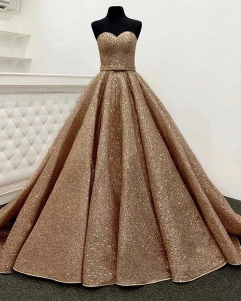 Siaoryne PL512 Princess Sweetheart Gold Ball Gown Glitter Prom Dresses