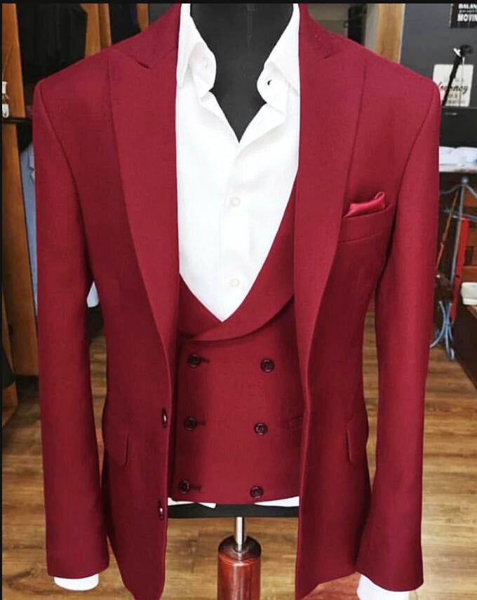 MD007 Siaoryne - Esmoquin de boda con solapa de pico multicolor para novios, trajes de graduación para hombres, conjunto de 3 piezas (chaqueta + pantalón + chaleco)