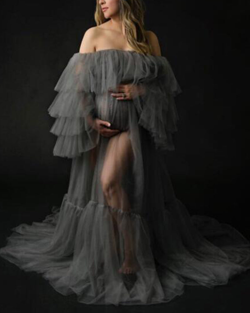 Accesorios de fotografía para mujeres en color rosa/gris, vestidos de maternidad de tul, vestidos de embarazo, ropa para sesiones de estudio MD0619