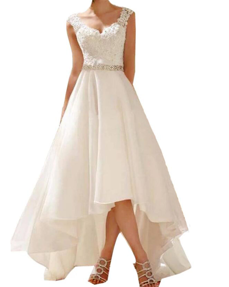 New arrive high Low Lace Beading Beach Wedding Dress Front short Long Siaoryne New arrive high Low Lace Beading Beach Wedding Dress Front short Long Siaoryne