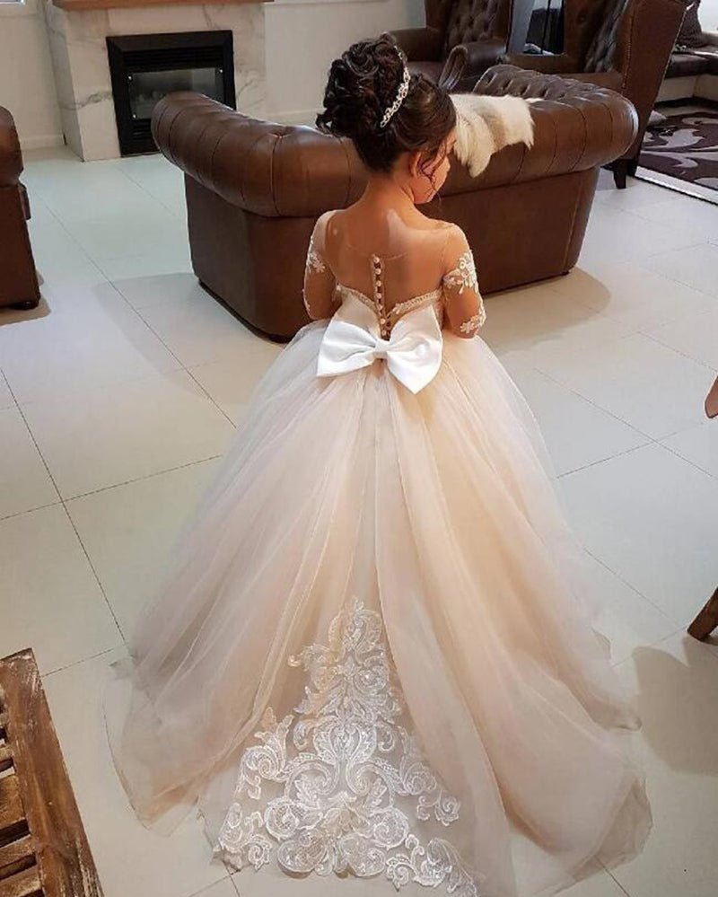 Nude/Ivory Ball Gown Lace Flower Girls Dress,Wedding Dress for Little Siaoryne Nude/Ivory Ball Gown Lace Flower Girls Dress,Wedding Dress for Little Siaoryne
