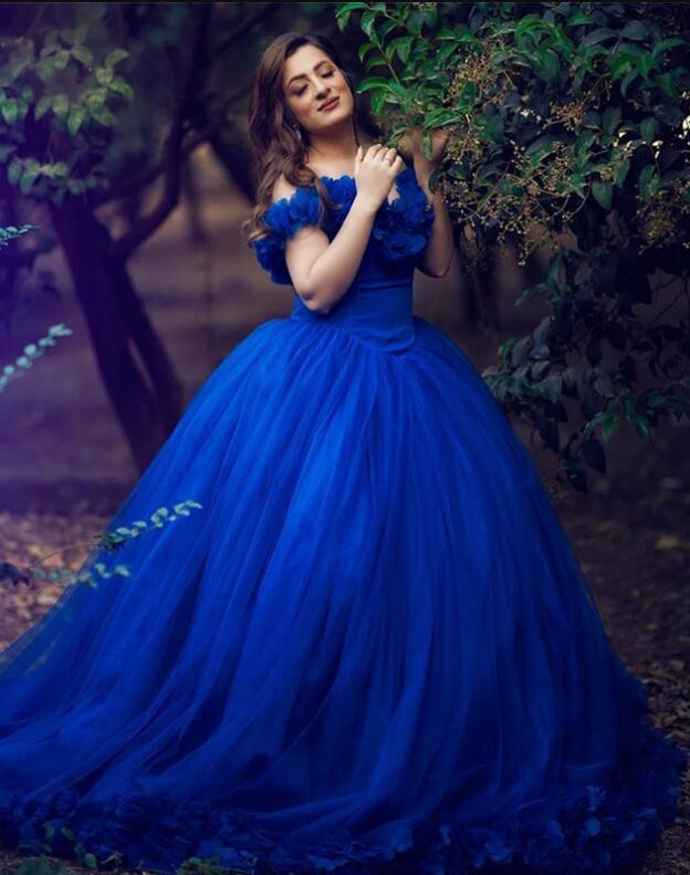 open lace back dress Princess Ball Gown Royal Blue Wedding Dress Cinderella Quinceanera Deb –  Siaoryne