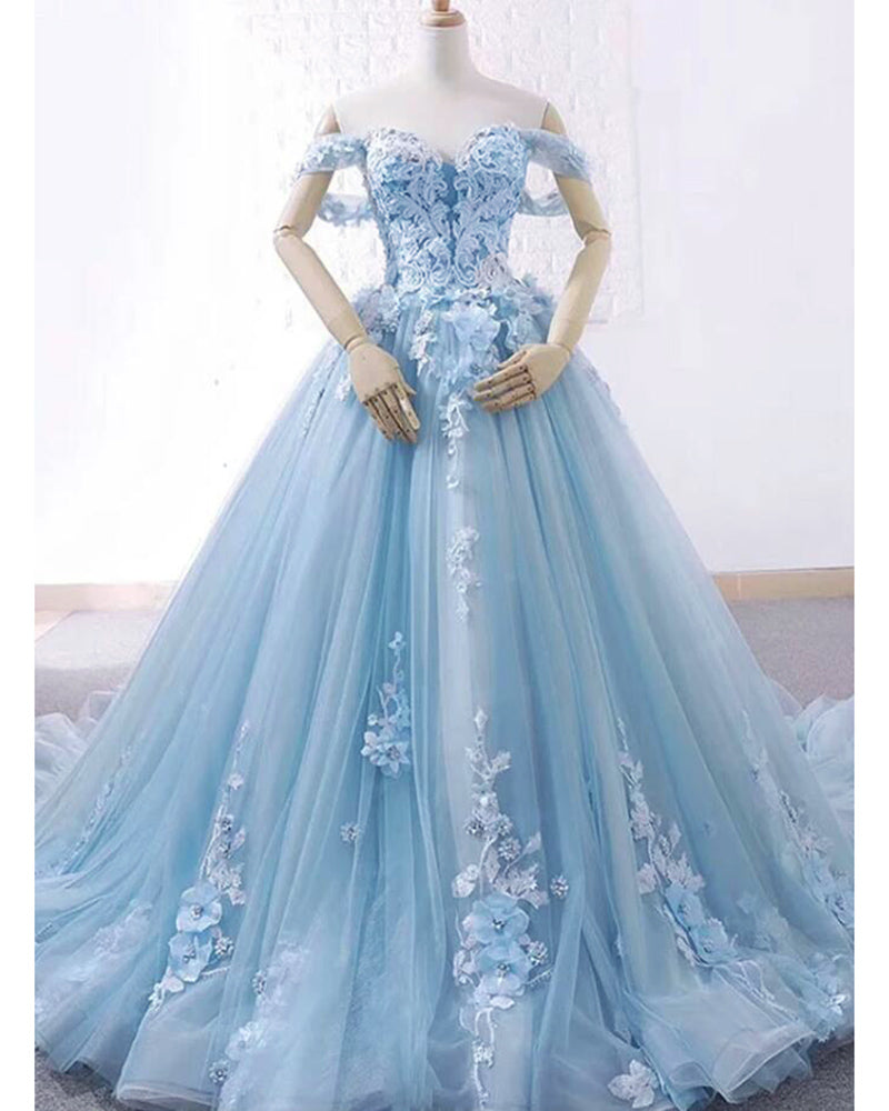 Lace and Tulle Ball Gown Baby Blue Prom Dress cinderella Debutante Bir Siaoryne Lace and Tulle Ball Gown Baby Blue Prom Dress cinderella Debutante Bir Siaoryne