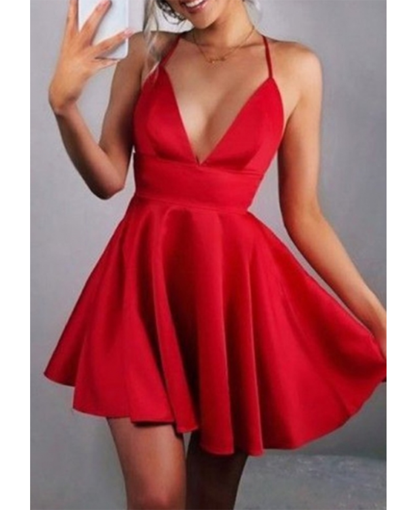 Robe de soirée courte rouge à licou et ligne A, robe de cocktail courte, robe de soirée, robe de soirée, SP10209