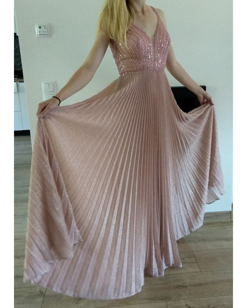 Siaoryne Online Shop Stunning Price Sexy V Neck Pink Prom Dress ,Long Formal Gown vestidos formales for Cheap Price PL1016