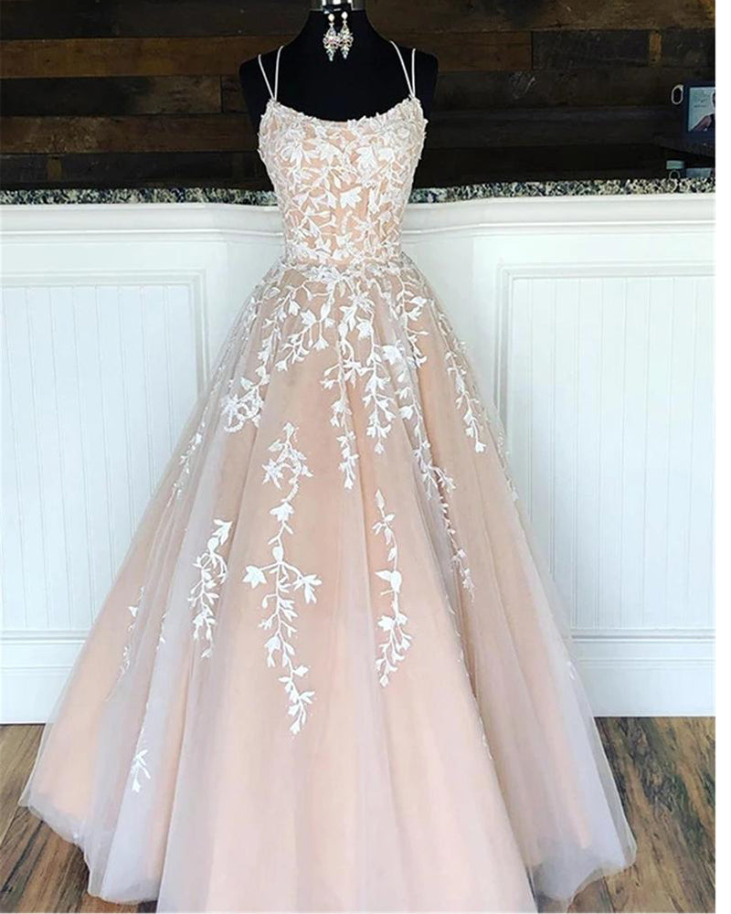 Vestido de novia favorecedor de encaje en color nude/marfil con lazo en la espalda WD10108